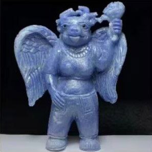 Stunning Blue Aventurine Anthro Deer, 120mm Tall, 269g (Blue, Gray)