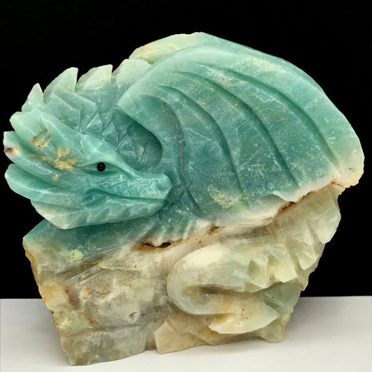 Rare Amazonite Dragon, 83mm Tall, 550g (Green, Blue, White)