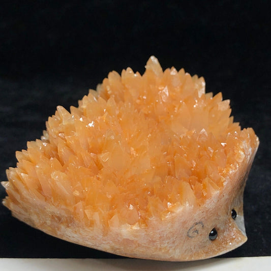 Stunning Calcite Hedgehog with Calcite Crystals, 40mm Tall, 186g (Orange, Gray)