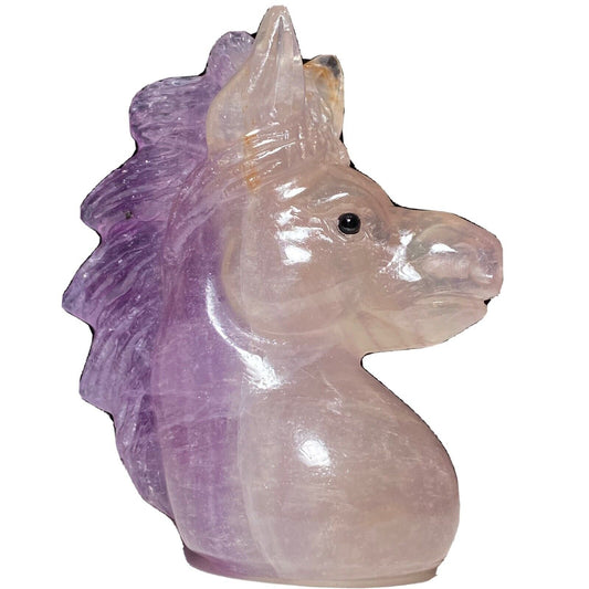 Rare Fluorite Horse with Solid Crystals, 78mm Tall, 219g (Purple, Pink, Clear)