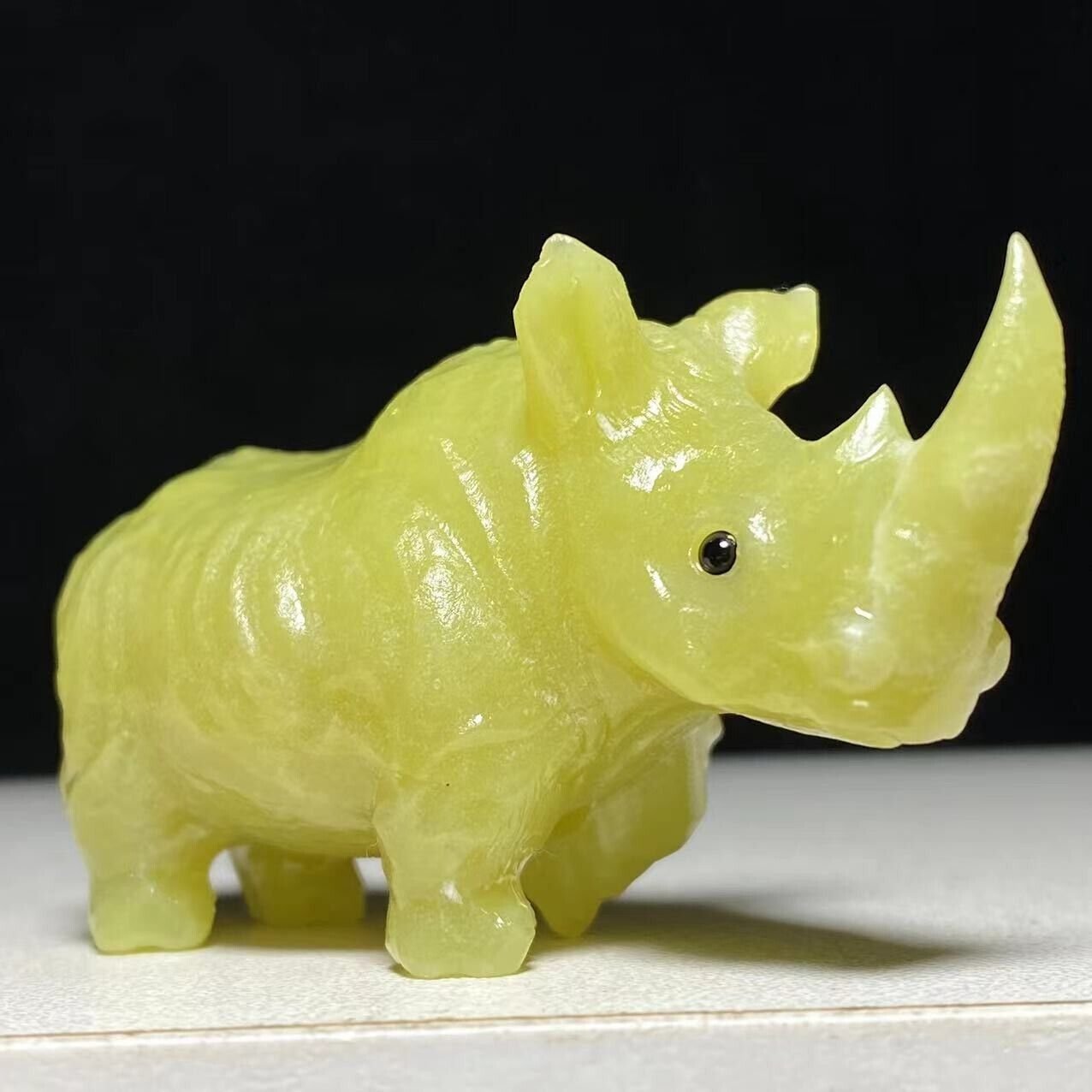 Rare Serpentine Rhino, 34mm Tall, 49g (Yellow)