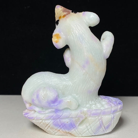 Stunning Amazonite Mouse with Quartz Crystals, 89mm Tall, 192g (Purple, Yellow, White)
