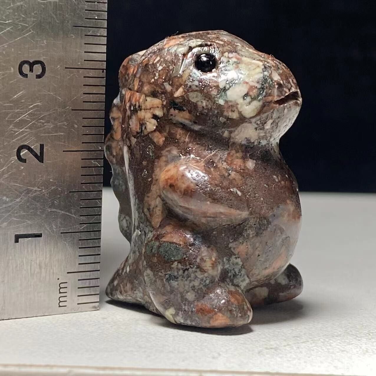 Unusual Stone Baby Dinosaur, 36mm Tall, 27g (Red)