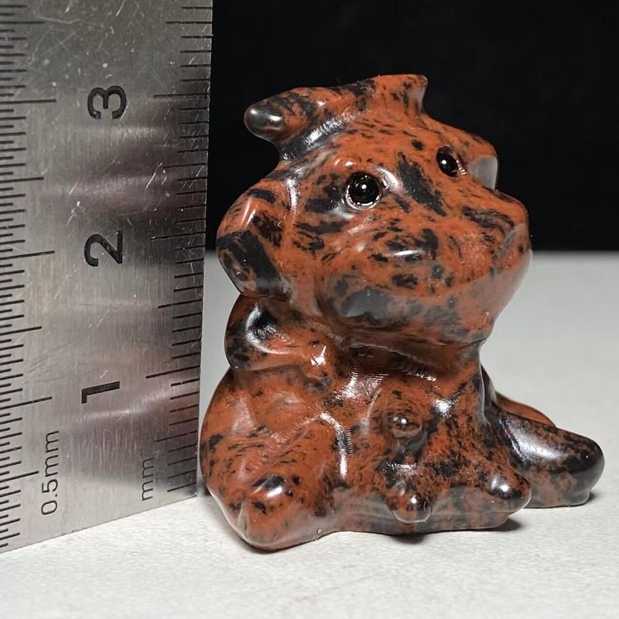 Unusual Mahogany Obsidian Cow, 32mm Tall, 23g (Red)