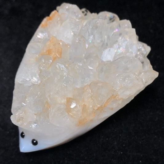 Rare Agate Hedgehog with Quartz Crystals, 37mm Tall, 127g (Clear, White)