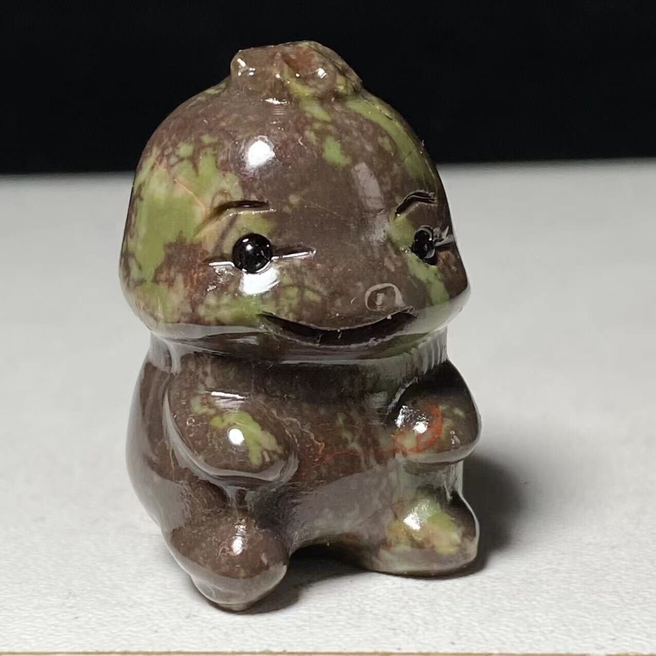 Unusual Jasper Baby Dinosaur, 34mm Tall, 28g (Brown, Green)