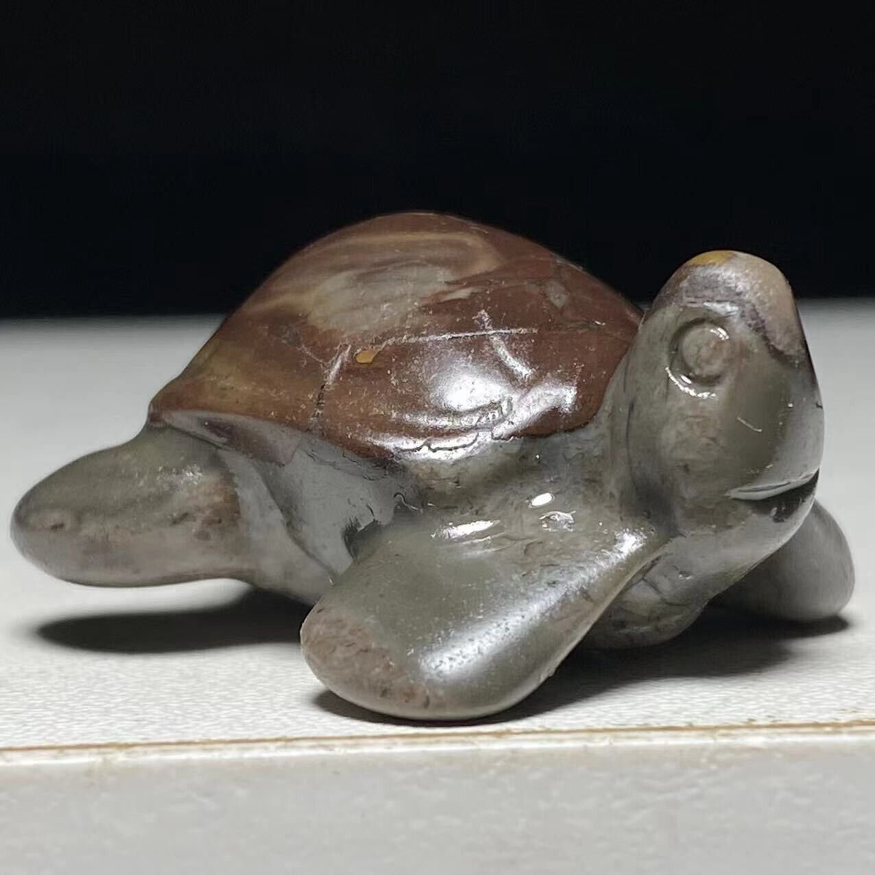 Unusual Jasper Turtle, 18mm Tall, 17g (Gray, Brown)