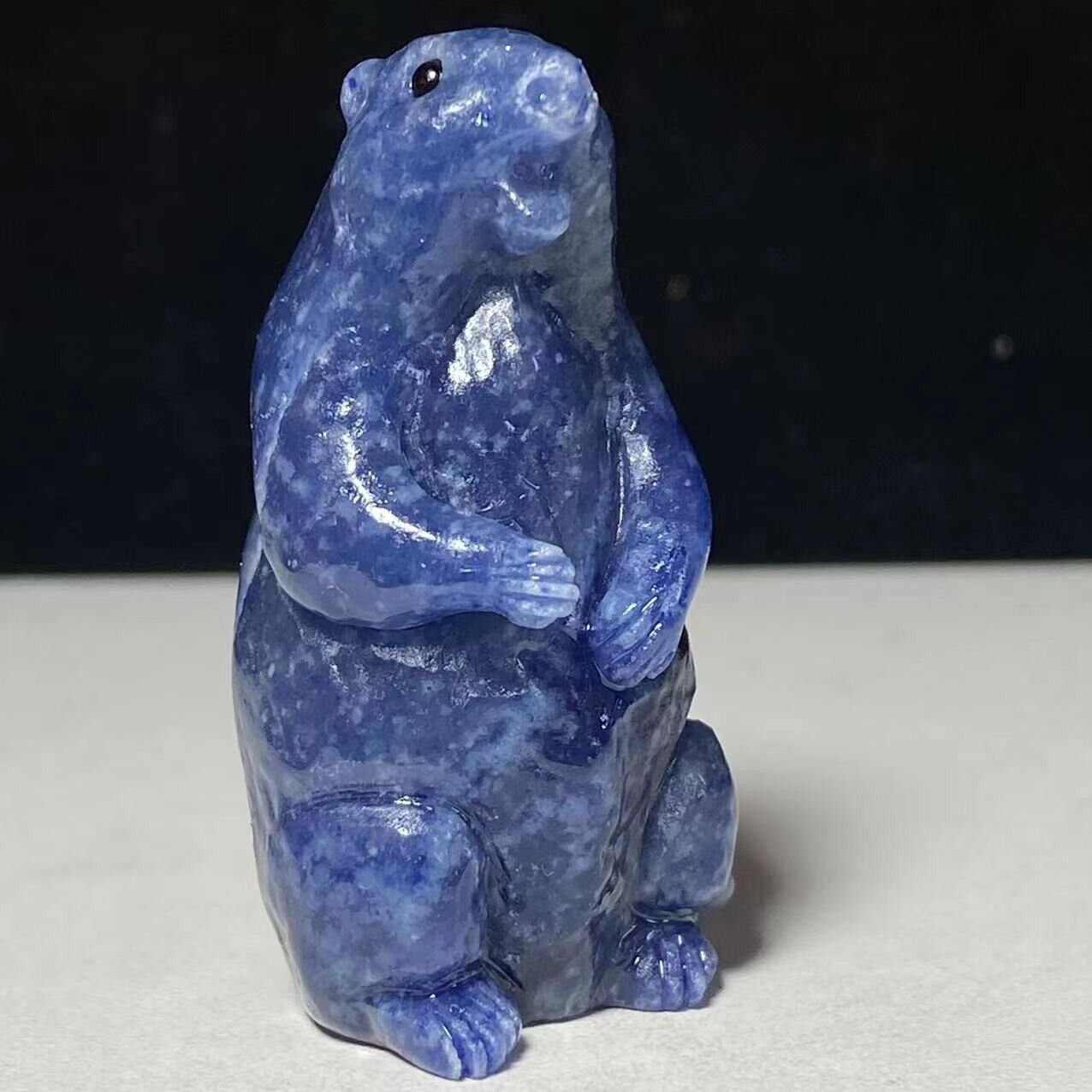 Rare Blue Aventurine Groundhog, 52mm Tall, 55g (Blue)