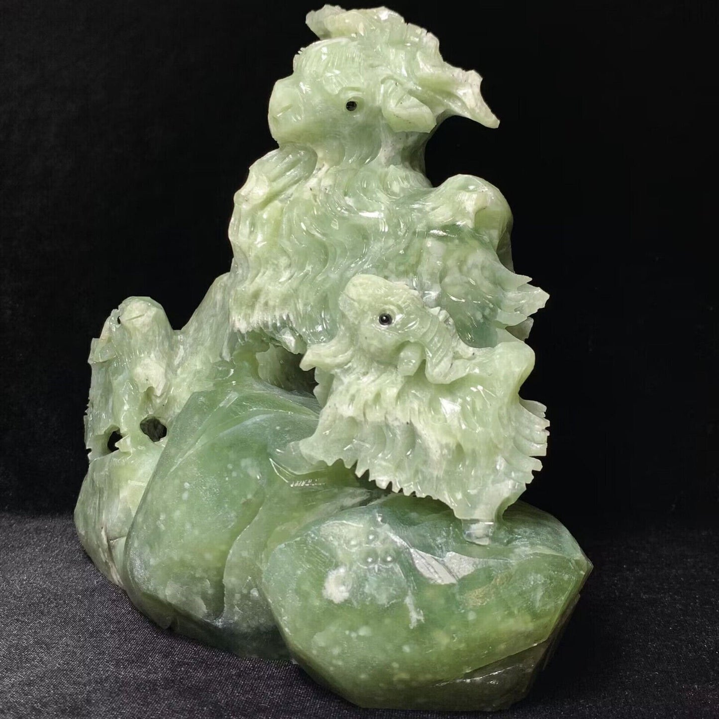 Epic Serpentine Goat with Inclusion Crystals, 180mm Tall, 2491g (Green, White)