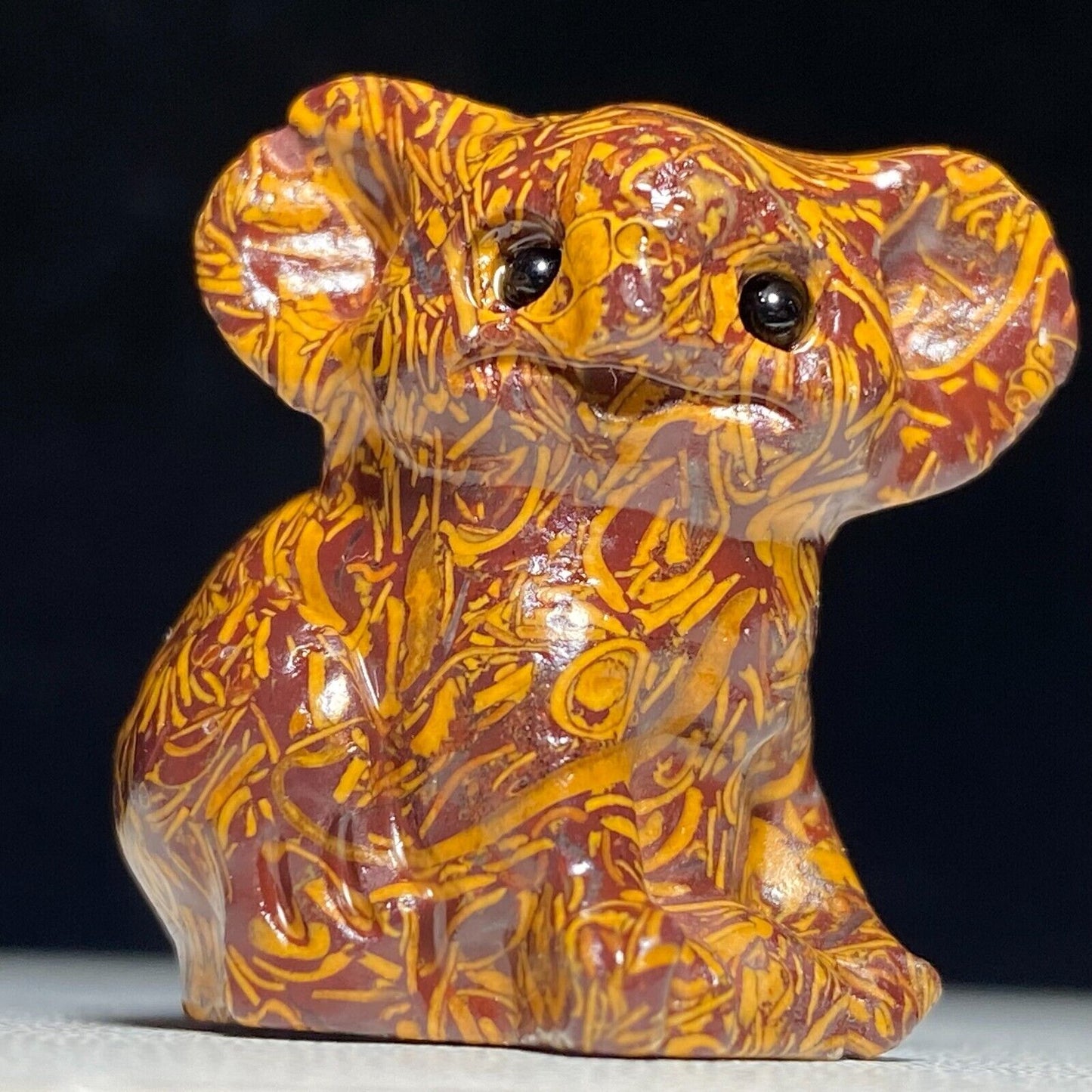 Rare Miriam Jasper Koala with Yellow, Orange, Red Crystals, 30mm Tall, 24g
