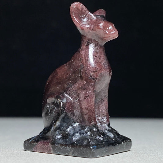 Rare Garnet in Astrophyllite Sphinx Cat, 40mm Tall, 17g (Red)