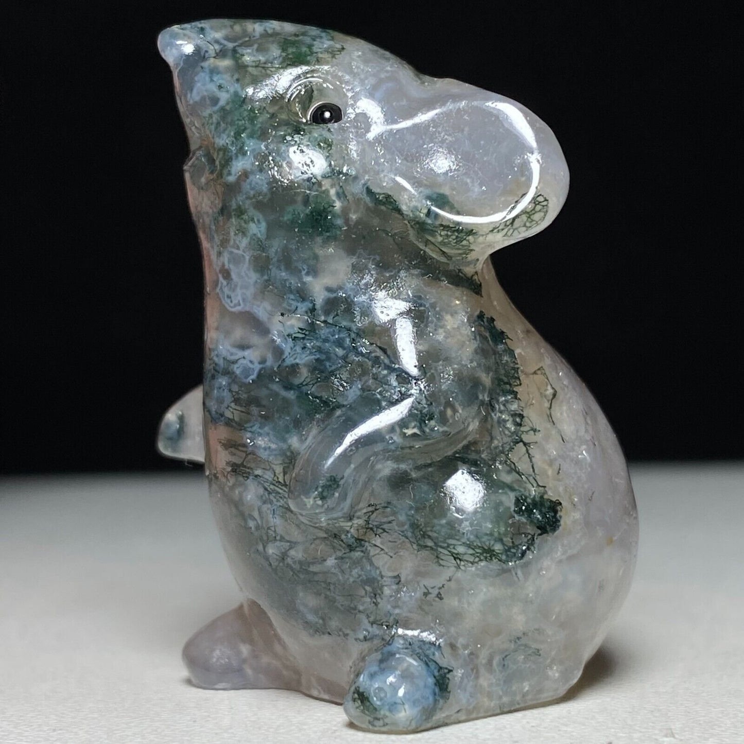 Rare Moss Agate Mouse, 42mm Tall, 51g