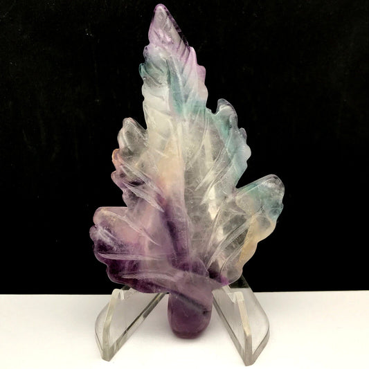 Unusual Fluorite Leaf with Solid Crystals, 94mm Tall, 81g (Purple, Green, Clear)