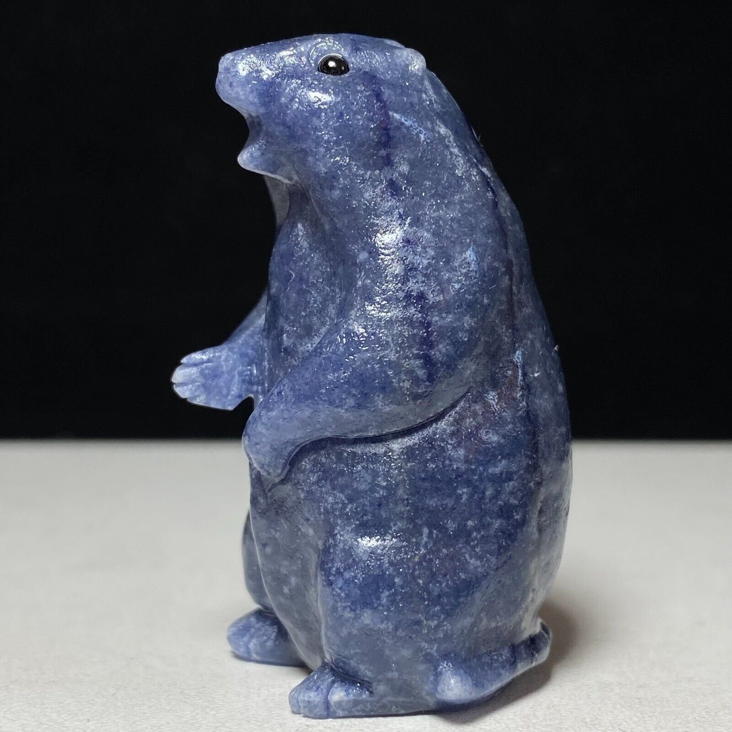 Unusual Blue Aventurine Groundhog, 50mm Tall, 65g (Blue, Gray)