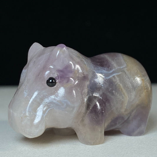 Rare Stone Hippo, 23mm Tall, 28g (Pink)