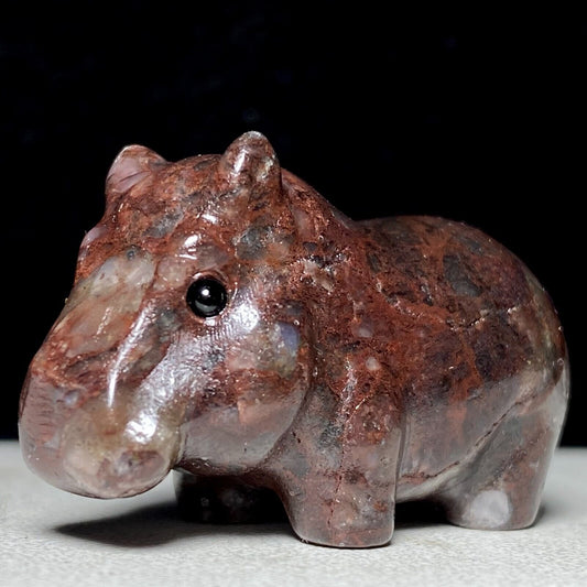 Rare Stone Hippo, 23mm Tall, 28g (Red)