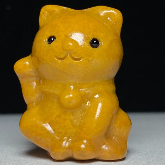 Common Jasper Lucky Cat, 36mm Tall, 30g (Yellow)
