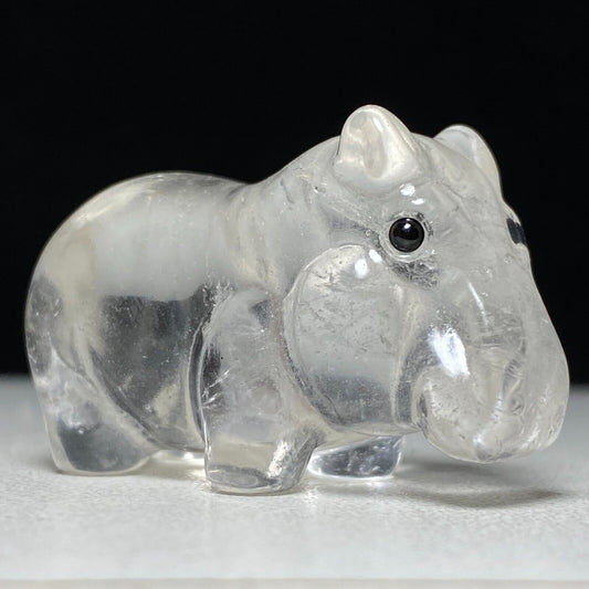 Unusual Quartz Hippo, 23mm Tall, 28g (Clear)