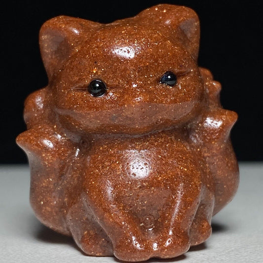 Unusual Goldstone Sit Kitsune, 32mm Tall, 36g