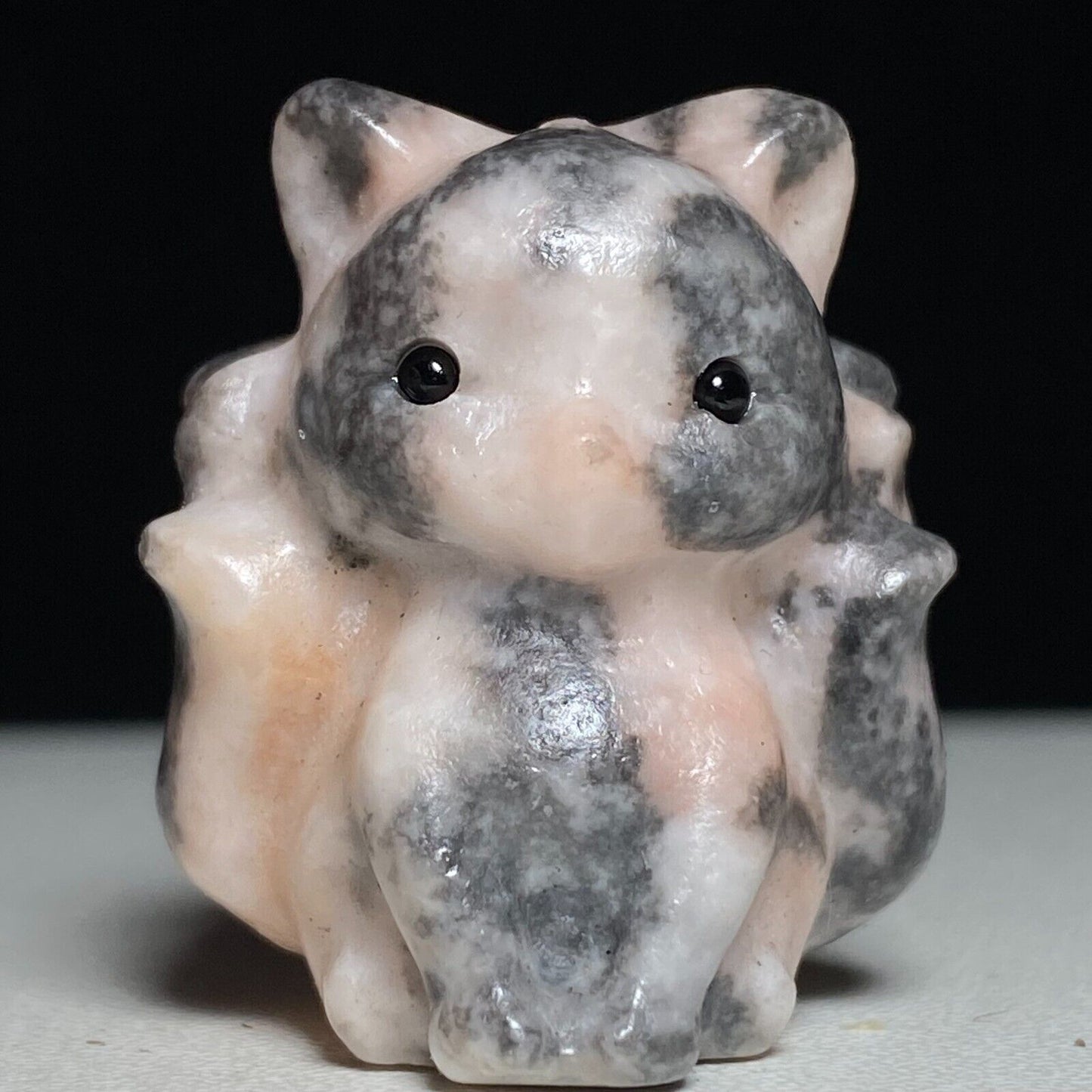Unusual Rhodonite  Sit Kitsune, 32mm Tall, 36g