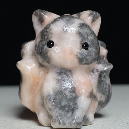 Unusual Rhodonite  Sit Kitsune, 32mm Tall, 36g