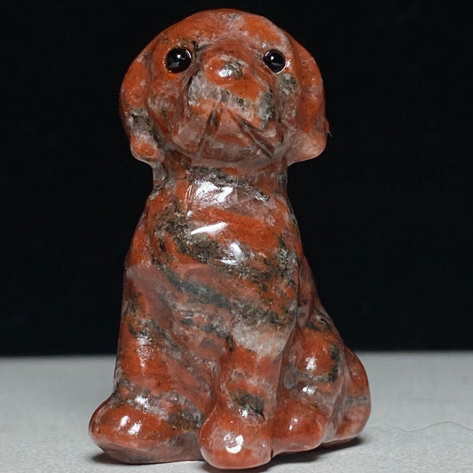 Unusual Red Seseme Jasper Dog, 42mm Tall, 25g (Red)