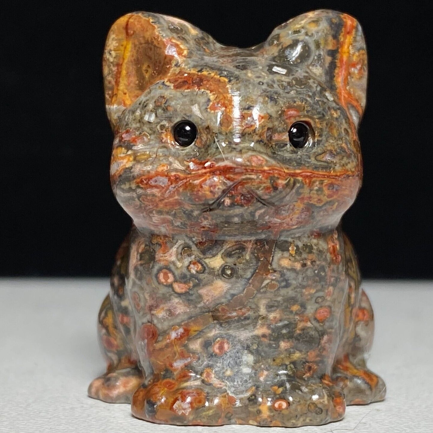 Unusual Jasper Front Cat, 37mm Tall, 30g (Red)