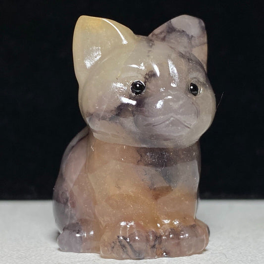 Unusual Sakura Agate Front Cat, 37mm Tall, 30g (Pink, Cream)