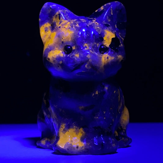 Rare Yooperlite Front Cat, 37mm Tall, 30g (Orange, Gray)