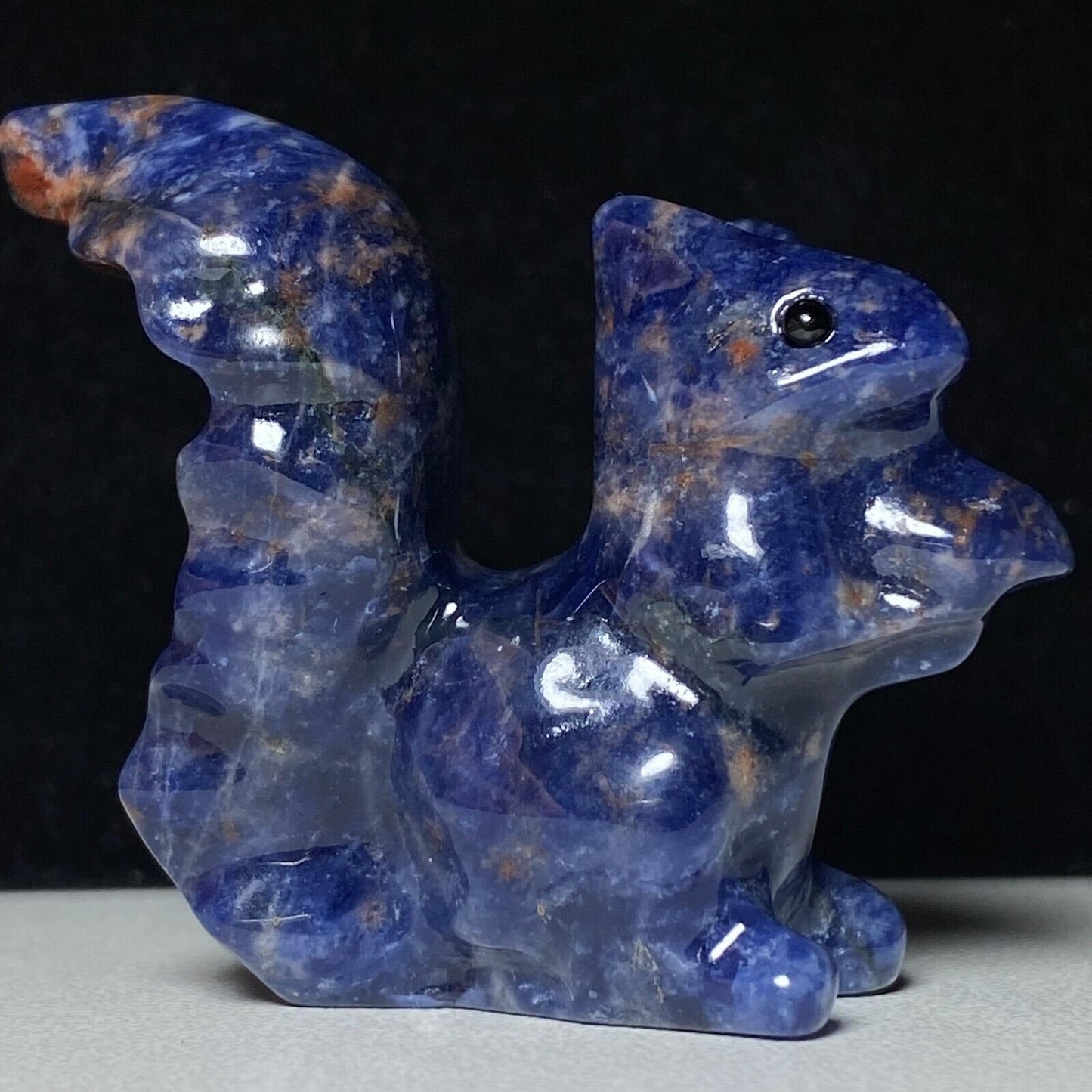 Rare Sodalite Squirrel, 45mm Tall, 35g (Blue, White, Gray)