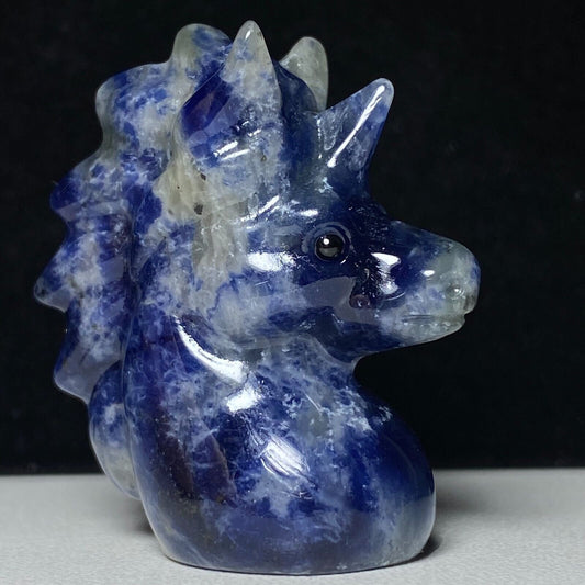 Rare Stone Unicorn, 42mm Tall, 27g (Blue, White)