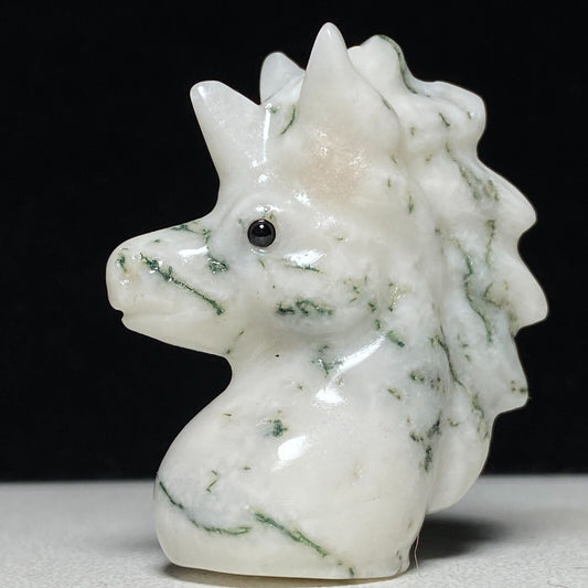 Unusual Stone Unicorn, 42mm Tall, 27g (White, Green)