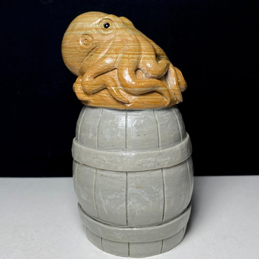 Stunning DuoStone Octopus, 113mm Tall, 664g (Orange, Yellow, Gray)