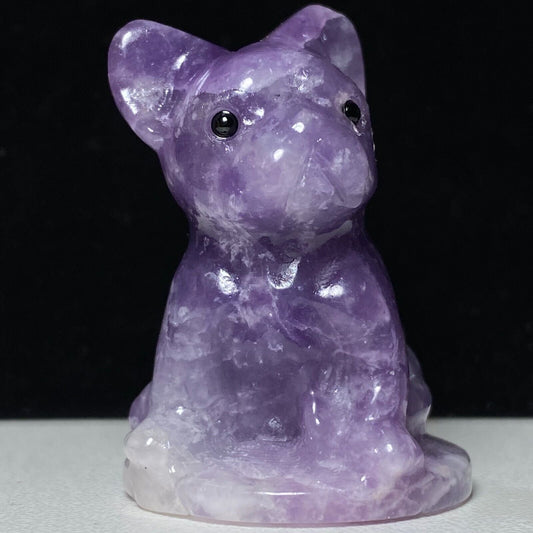 Rare Lepidolite Dog, 38mm Tall, 30g (Purple, White)