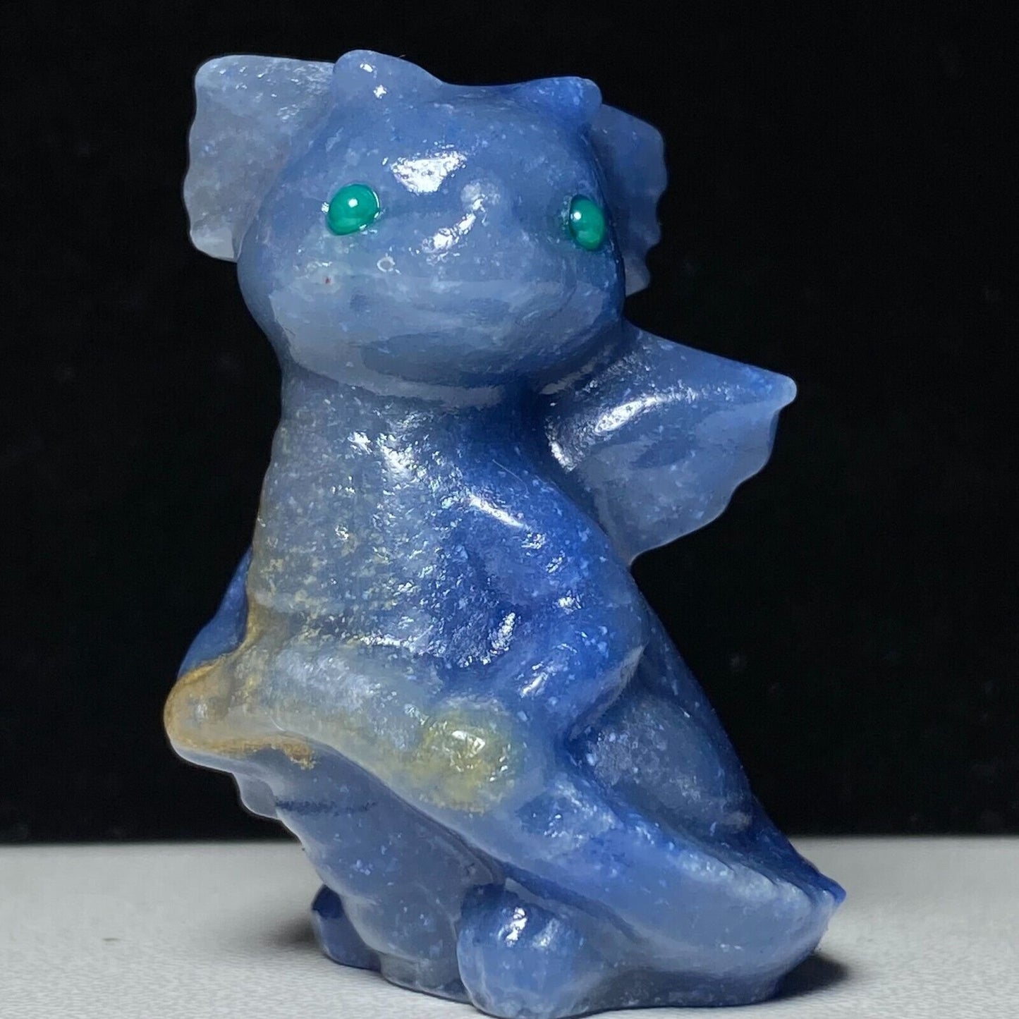 Rare Stone Dragon Whelp, 40mm Tall, 32g (Blue, White)