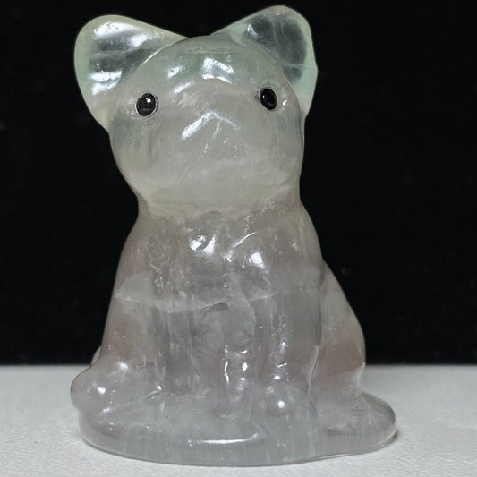 Rare Fluorite Dog, 38mm Tall, 30g (White, Clear)