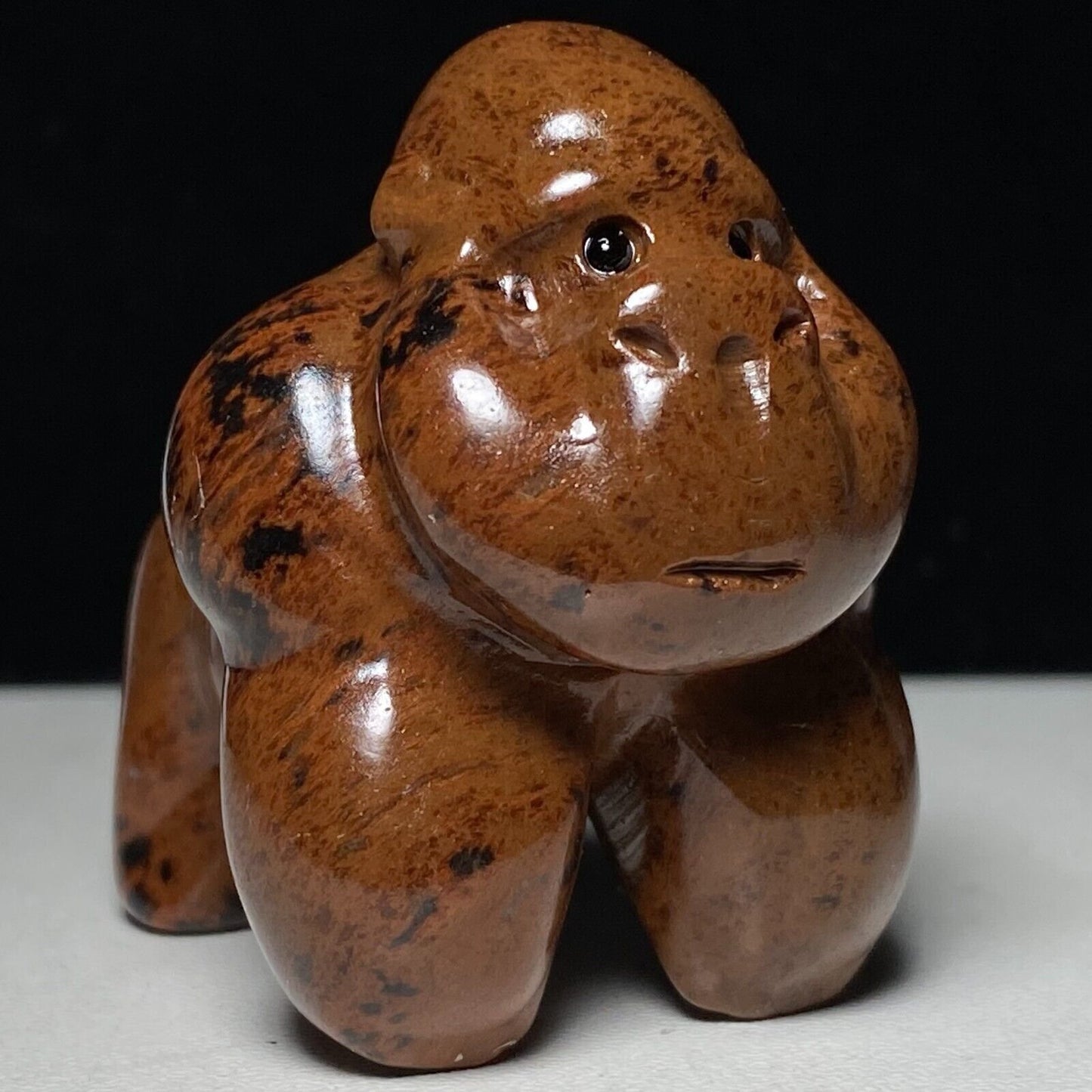 Unusual Mahogany Obsidian Gorilla, 47mm Tall, 78g (Red)