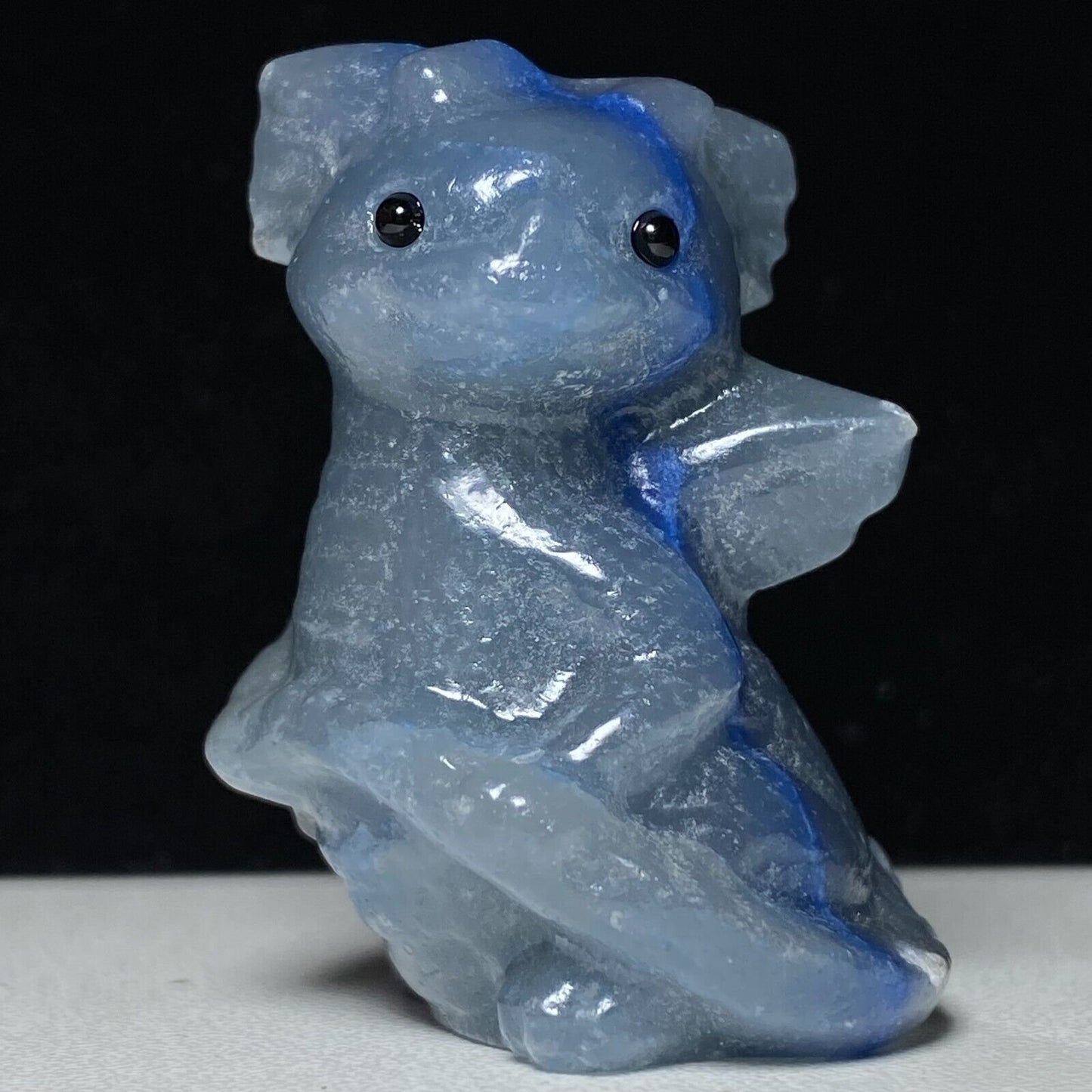 Unusual Blue Aventurine Dragon Whelp, 40mm Tall, 32g (Blue, White)