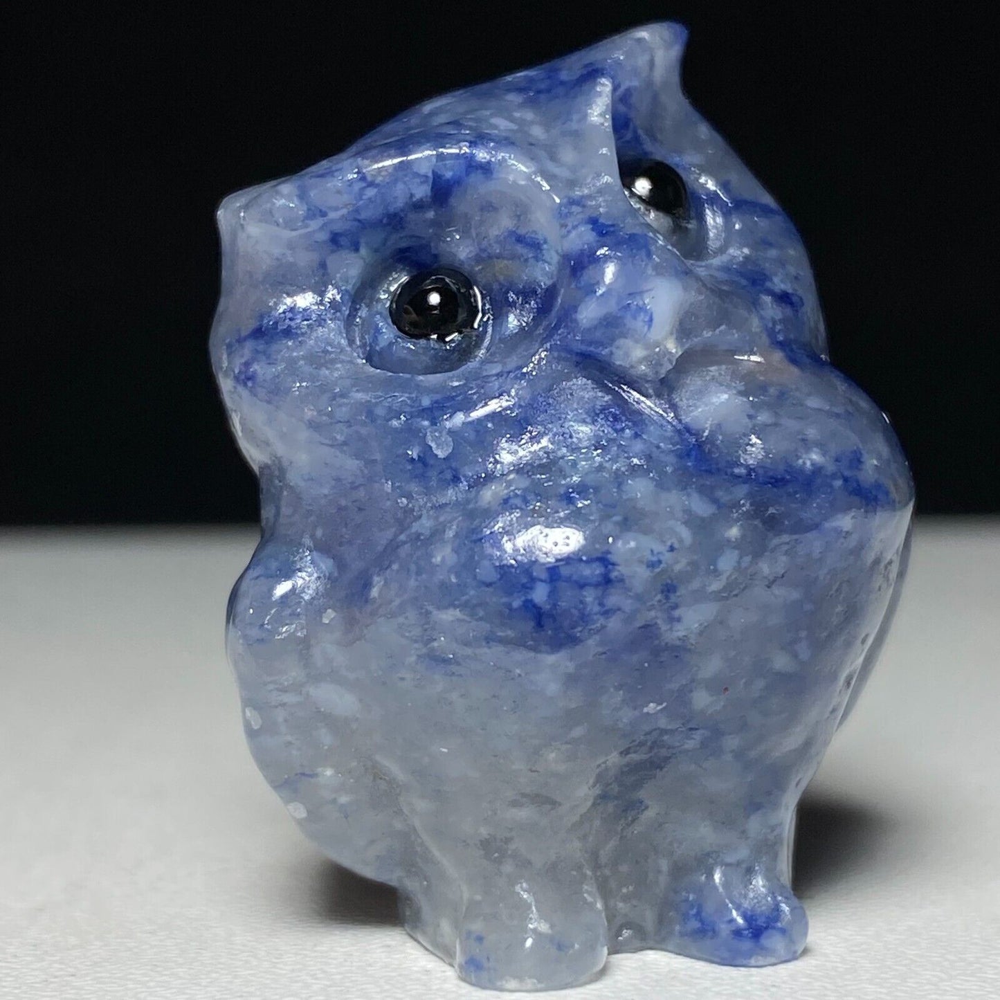 Unusual Blue Aventurine Owl, 37mm Tall, 39g