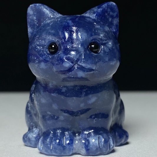 Rare Blue Aventurine Front Cat, 38mm Tall, 30g (Blue)