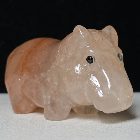 Rare Stone Hippo, 28mm Tall, 30g (Red, White, Clear)