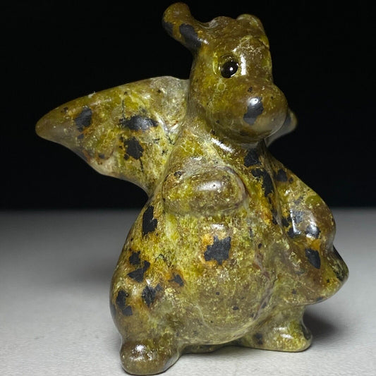 Unusual Chartruse Serpentine Dragon, 38mm Tall, 25g