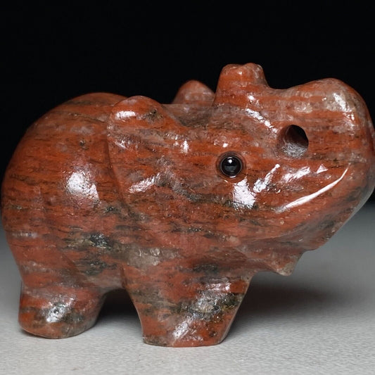 Unusual Red Seseme Jasper Elephant, 32mm Tall, 26g (Red)