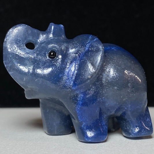 Unusual Blue Aventurine Elephant, 32mm Tall, 26g (Blue)
