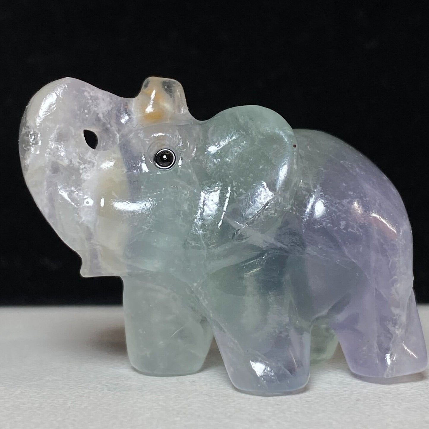 Rare Stone Elephant, 32mm Tall, 26g (Clear, Green, Purple)