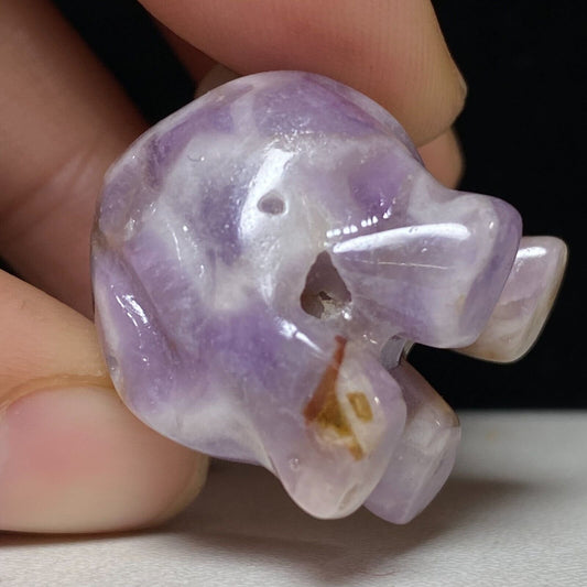 Rare Stone Elephant, 32mm Tall, 26g (Purple, White)