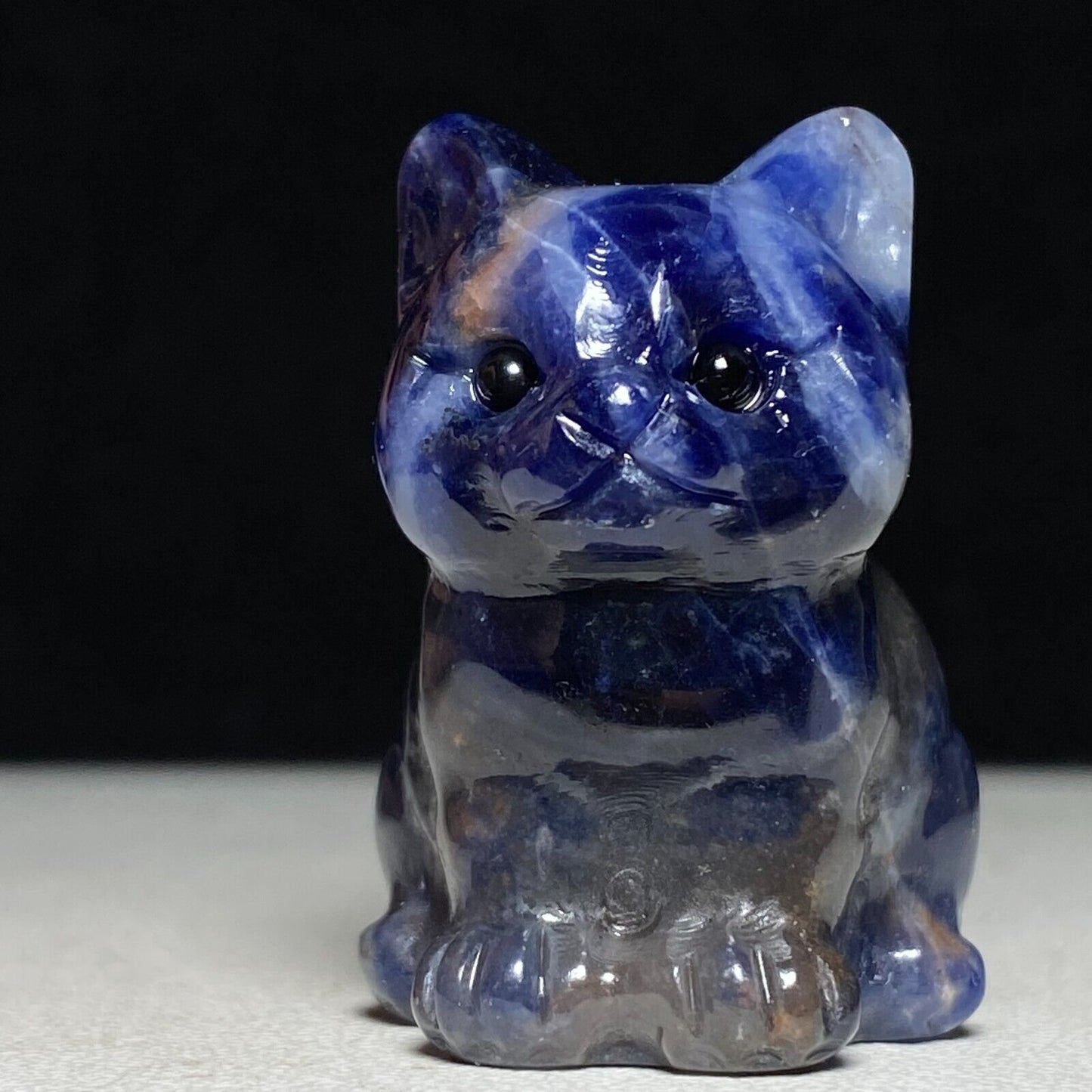 Rare Sodalite Front Cat, 36mm Tall, 31g (Blue, Black, White)