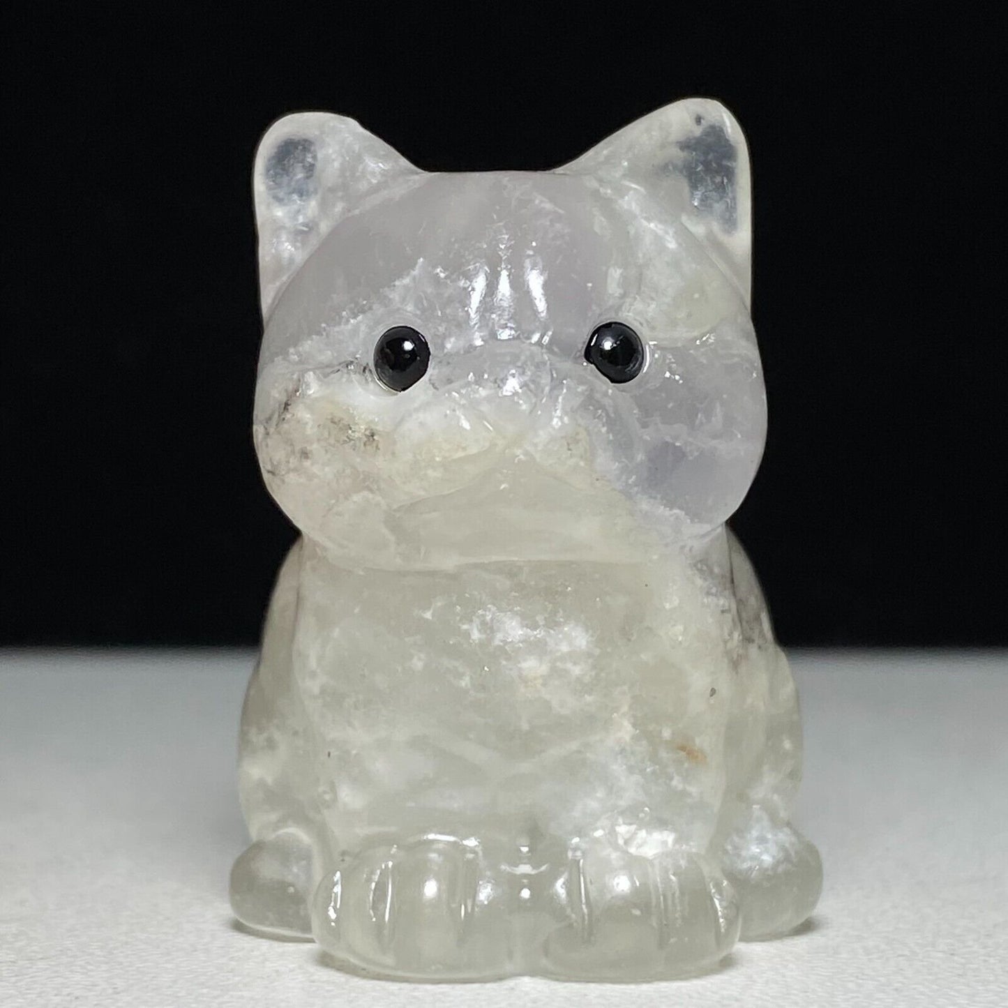 Rare Fluorite Front Cat, 36mm Tall, 31g (Clear, White)