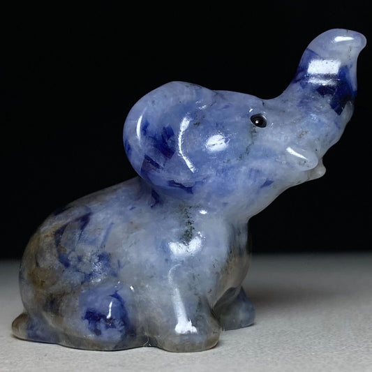 Rare Sodalite Elephant, 38mm Tall, 26g (Blue, White)