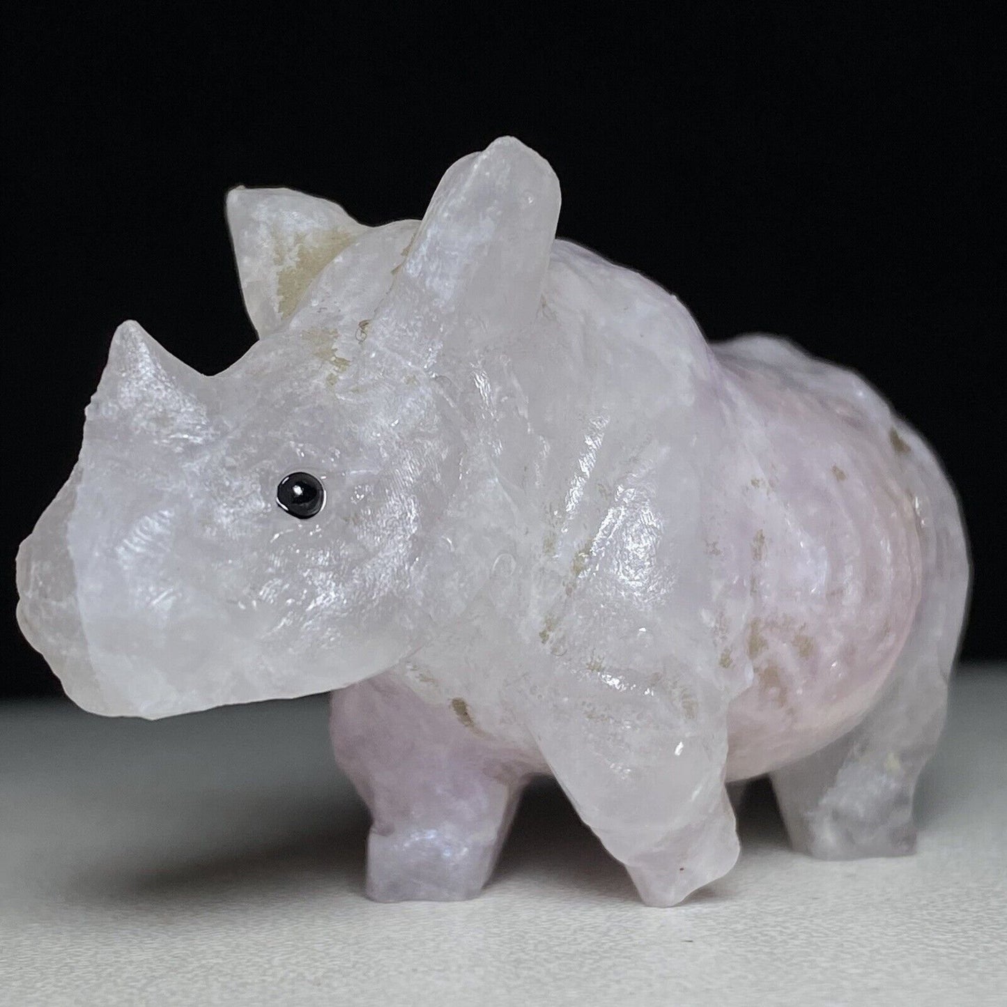 Rare Quartz Rhino with Solid Crystals, 37mm Tall, 52g